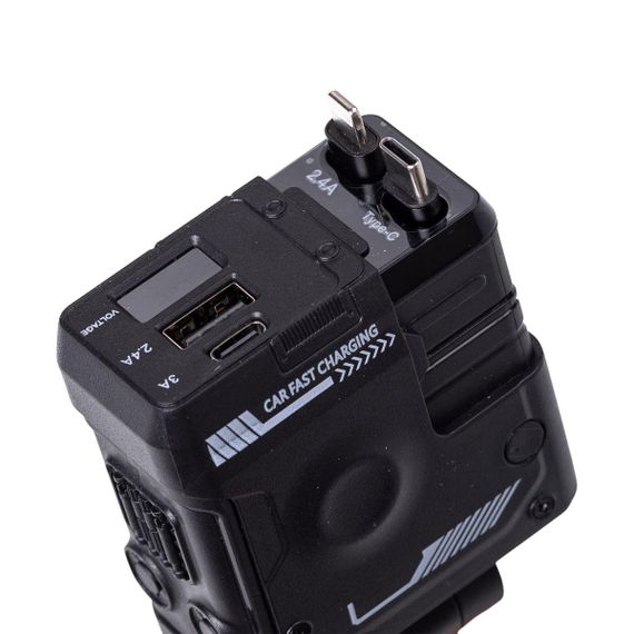 Автомобільний зарядний пристрій MECHA з висувними кабелями та портами USB/Type-C Чорний HP-A1B