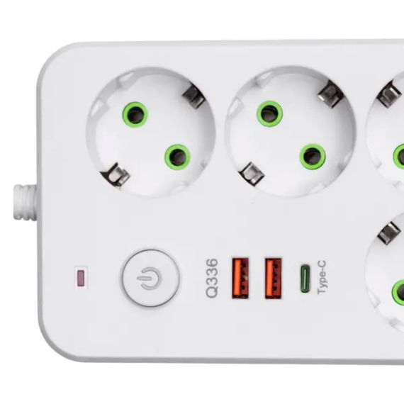 Мережевий фільтр-подовжувач 4 розетки 2xUSB-A 1xUSB-C 5м білий HP-5-47 | Зображення 2