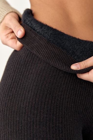 Утеплені лосини в рубчик зі штрипками - темно-коричневий цвет, ONE SIZE (є розміри) | Зображення 3