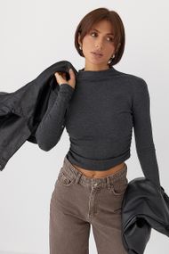 Жіноча однотонна водолазка з драпіруванням - темно-сірий цвет, L (є розміри)