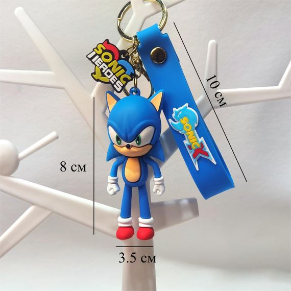 Брелок Сонік з мультфільму (Sonic the Hedgehog) на карабіні з ремінцем Брелок фігурка Сонік для ключів та рюкзака | Зображення 1