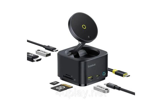 Бездротовий зарядний пристрій Baseus MagPro Series II 7-in-1 USB-C Hub with 15W Qi2 Wireless Charger | Зображення 2