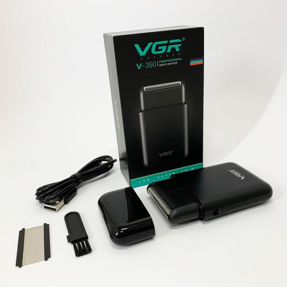 Аккумуляторная мужская мини электробритва VGR V-390 для бритья бороды и усов шейвер. Цвет: черный | Зображення 9