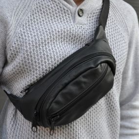 Бананка кожаная универсальная текстурная, Мужская бананка из натуральной кожи, Сумка WL-242 для торговли