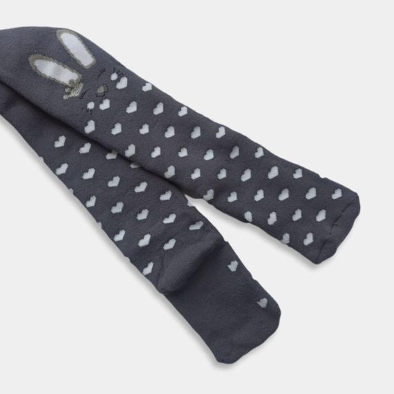 Махрові колготи для дівчинки з малюнком зайчик в короні сірий ТмTwinsocks | Зображення 1