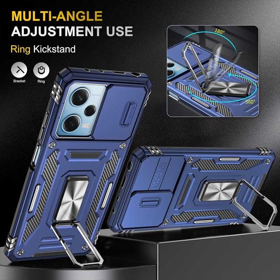 Ударопрочный чехол Camshield Army Ring для Xiaomi Redmi 12 / Poco M6 Pro 5G Синий / Navy | Зображення 2
