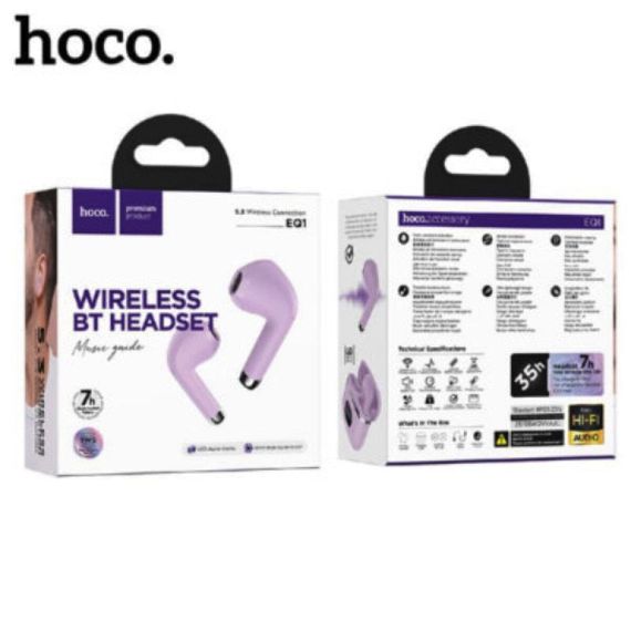Беспроводные наушники HOCO EQ1 Music guide true wireless BT headset Purple | Зображення 3