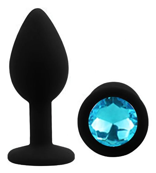 Анальная пробка EGZO Silicone Black Round Plug S с кристаллом, чёрная силиконовая Sex Aura | Зображення 1