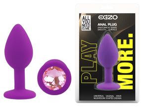 Силіконова анальна пробка EGZO - Silicone Purple Round Plug Pink, size S Sex Aura