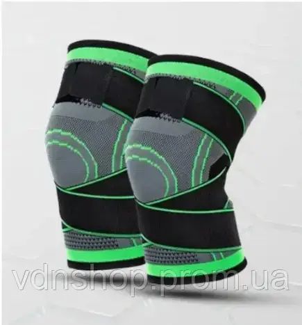 Наколенник Бандаж коленного сустава Knee Support Copper Черно-зелёный фиксатор колена Компрессионный от травм растяжений | Зображення 3