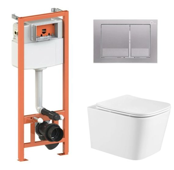 Набір Qtap Nest 4 в 1 підвісний унітаз Crow Ultra Quiet 490x360x290 + комплект інсталяції QT05335171W45127