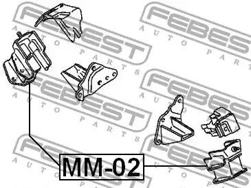 Подушка двигуна (передня) Pajero 91-04, FEBEST (MM02) | Зображення 2