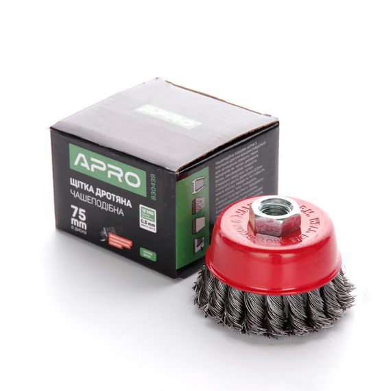 Щітка чаша сталеві витки 75 мм (УШМ) APRO 8304391 | Зображення 1
