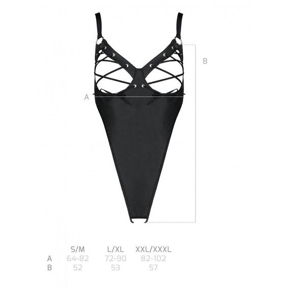 Боді з екошкіри Passion CELINE BODY XXL/XXXL, black, з доступом, відкритий | Зображення 6