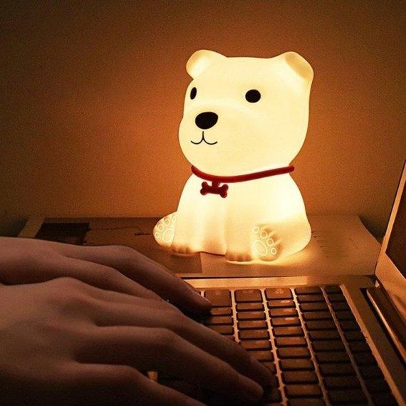 Декоративний нічник Puppy LJC-148 цуценя дитячий силіконовий світильник для сну іграшка білий | Зображення 3