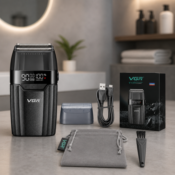 Бритва VGR V 640 S Black / Шейвер мужской профессиональный / Электробритва аккумуляторная черная | Зображення 2