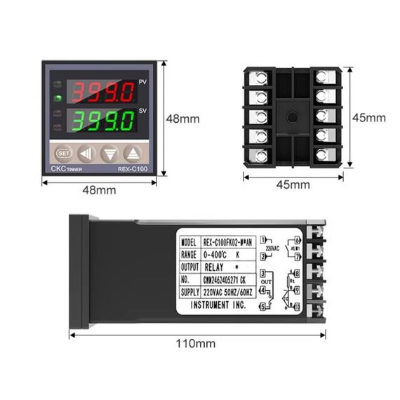 SSR REX-C100FK02-8*AN (токовый выход 0-20ма) CKC Контроллер температуры терморегулятор универсальный вход | Зображення 2