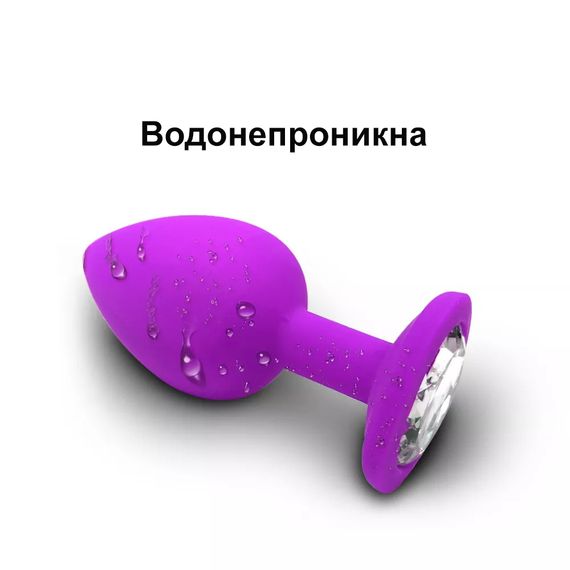 Силиконовая анальная пробка с кристаллом (Размер L, фиолетовая) | Зображення 3