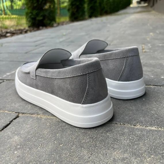 Мужские серые лоферы из натуральной замши 41 размер | Зображення 2