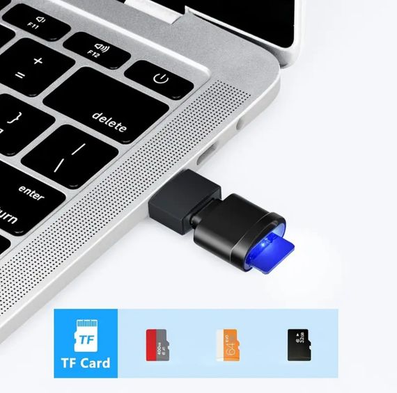 Компактний, високошвидкісний кардрідер Type-C → MicroSD/TF. Чорний | Зображення 6