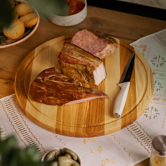 Обробна дерев'яна дошка кругла 35 см для подачі нарізки ясен C12W350 | Зображення 2