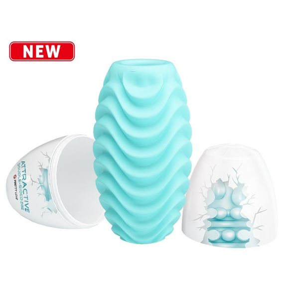 Мастурбатор яйце Pretty Love двостороннє, рельєфне, блакитне, 8.6 х 4.6 см | Зображення 1