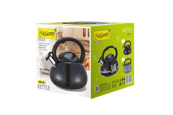 Чайник нержавеющий Maestro - 3 л MR-1316 (MR-1316-BLACK) | Зображення 1