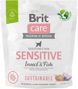 Сухой корм Brit Care Dog Sustainable Sensitive для собак с чувствительным пищеварением с рыбой и насекомыми, 1 кг