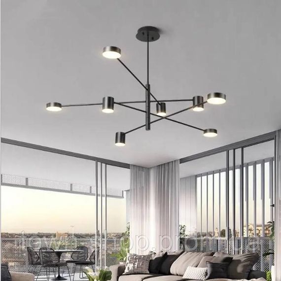 Люстра потолочная LED DE31/8-bk-k Черный 40-90х102х102 см. | Зображення 5