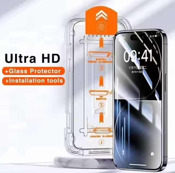 Защитное стекло для iPhone 14 Pro Max - Закаленное, самоклеящееся, с повышенной прочностью (Full Glue) | Зображення 6