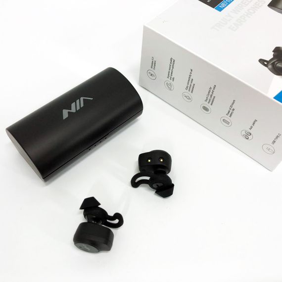 Навушники Bluetooth NIA NB710 з кейсом чорні бездротові, Навушники для тренувань сенсорні бездротові | Зображення 7