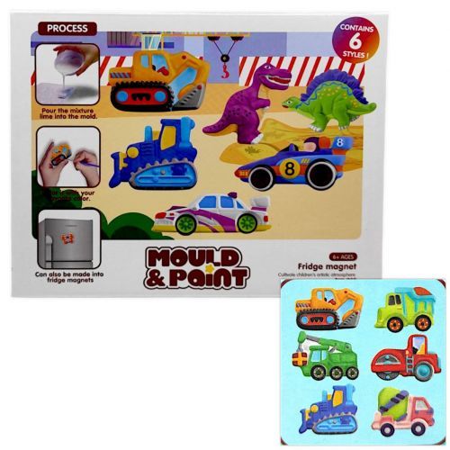 Набор для творчества "Гипсовые магниты: Строительная машинка", 6 штук