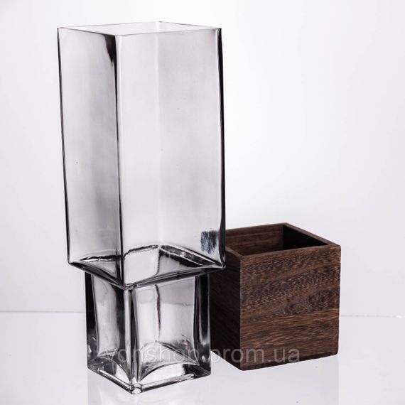 Ваза для цветов квадратная стеклянная 10×10×30 (см) декоративна HP-19-160-4 | Зображення 2