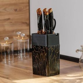 Набір ножів із нержавіючої сталі з ножицями на підставці Evdrtverh Чорний