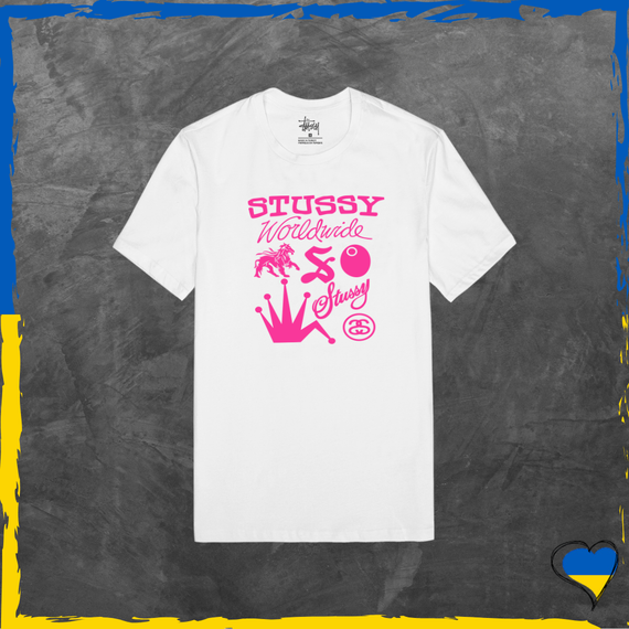 Футболка унісекс Stussy базова біла Стусcі лого принт Біла, XS