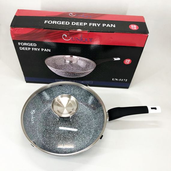 Сковорода глибока UNIQUE UN-5172 28 см з кришкою, Міцна сковорідка з антипригарним покриттям | Зображення 5