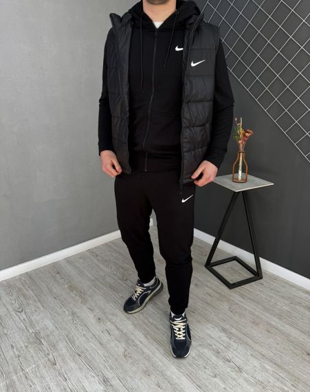 Демісезонний костюм на змійці чорний  + жилетка Nike | Зображення 1