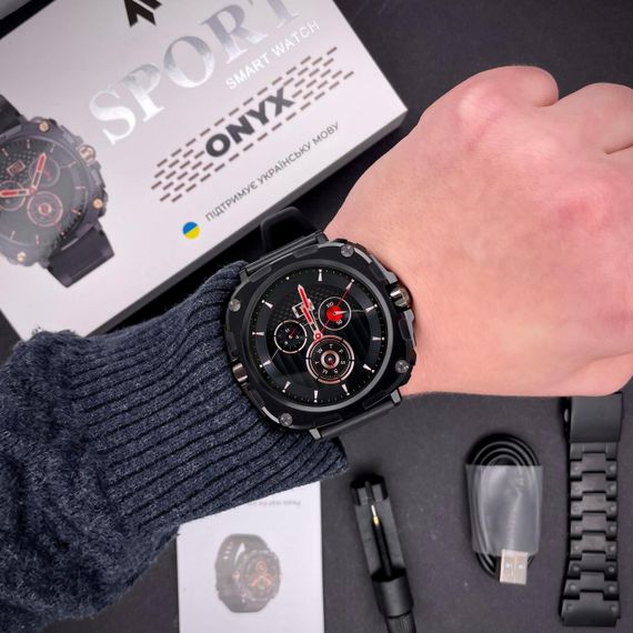 Розумний годинник Modfit Onyx Black Steel + ремінець в подарунок STOPPED | Зображення 3
