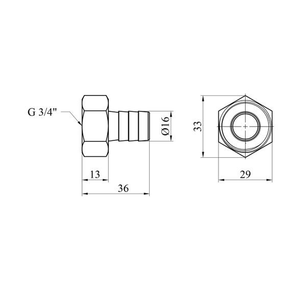 Штуцер LexLine 3/4" РВ, D=16 мм латунный УК0003-1 | Зображення 1