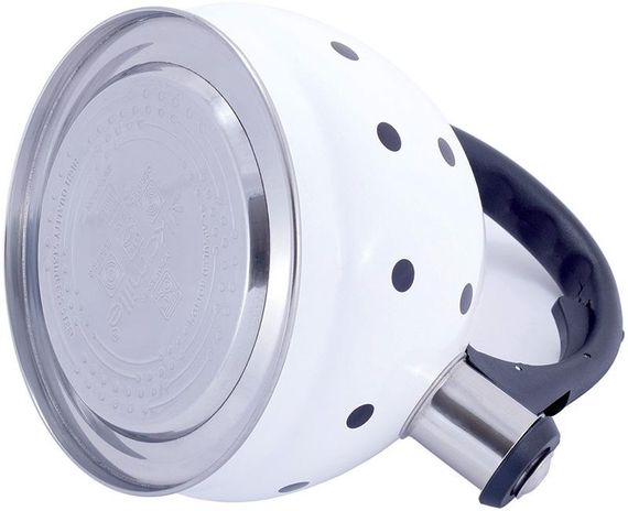 Чайник Kamille Polka Dot Kettle 2л з нержавіючої сталі зі свистком, в горошок, білий | Зображення 3