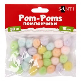 Помпоны Santi 955453 15 мм 30 шт пастельные цвета