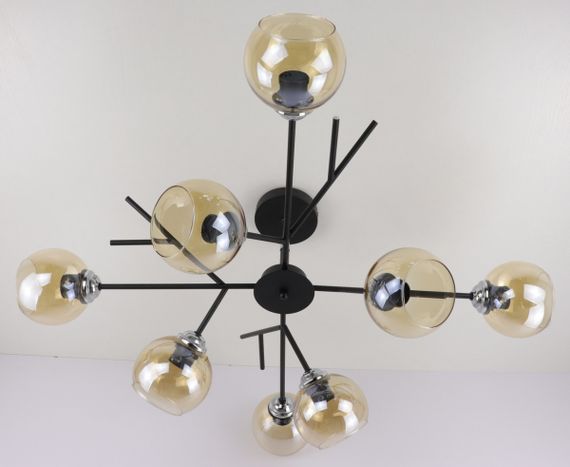 Люстра стельова на 8 лампочок 25022 Чорний 34х85х85 см. | Зображення 3