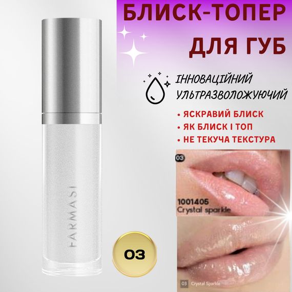 Блиск-топер для губ ультразволожуючий Farmasi 03 Crystal Sparkle 8 мл