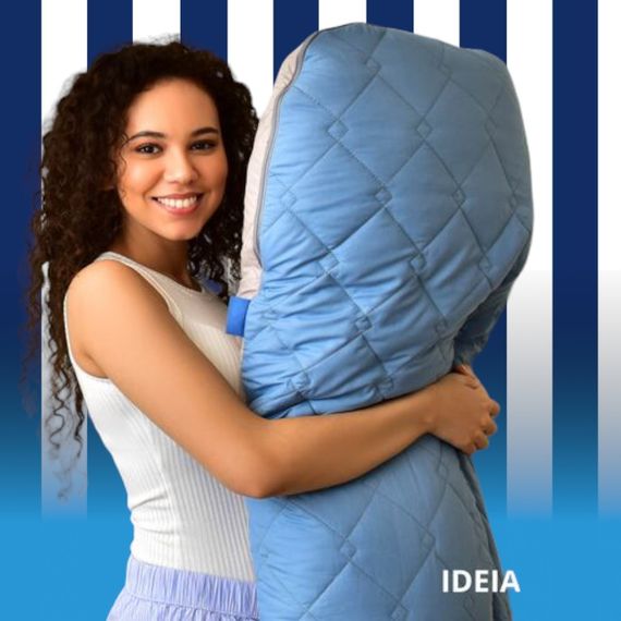 Подушка для сну та відпочинку, для вагітних П-форми IDEIA 140х75х20 см зі стьобаним чохлом на блискавці джинс/св. сірий | Зображення 1