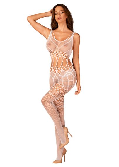 Сітчастий бодістокінг з імітацією топа та шортів Obsessive Bodystocking G330 S/M/L, white, з доступо | Зображення 4