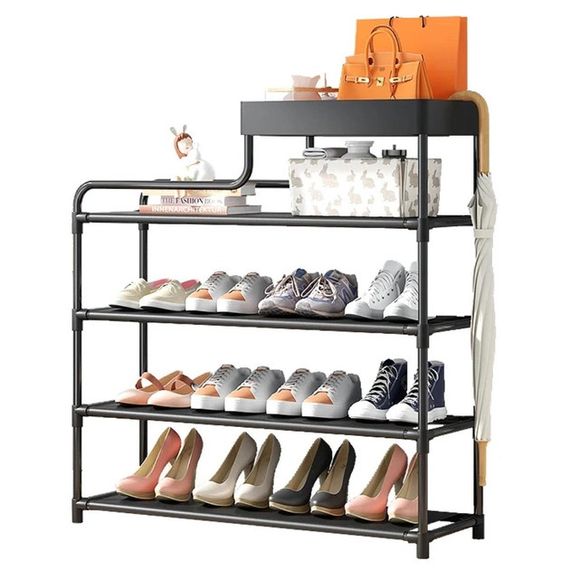 Полиця для взуття Multifunctional Storage Shoe Rack 5 полиць Чорний | Зображення 1