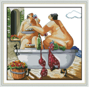 Набір для вишивання за нанесеною на канву схемою "Enjoy life 1". AIDA 14CT printed 37*36 см