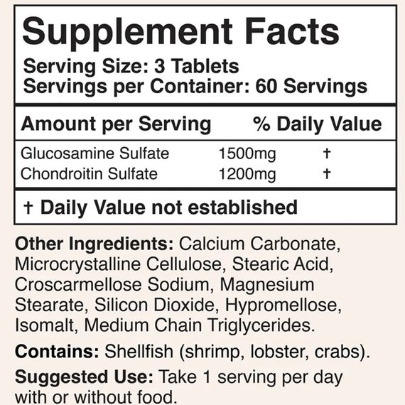 Препарат для суглобів та зв'зок Double Wood Glucosamine Chondroitin 1500 mg & 1200 mg (per serving) 180 Tabs | Зображення 1