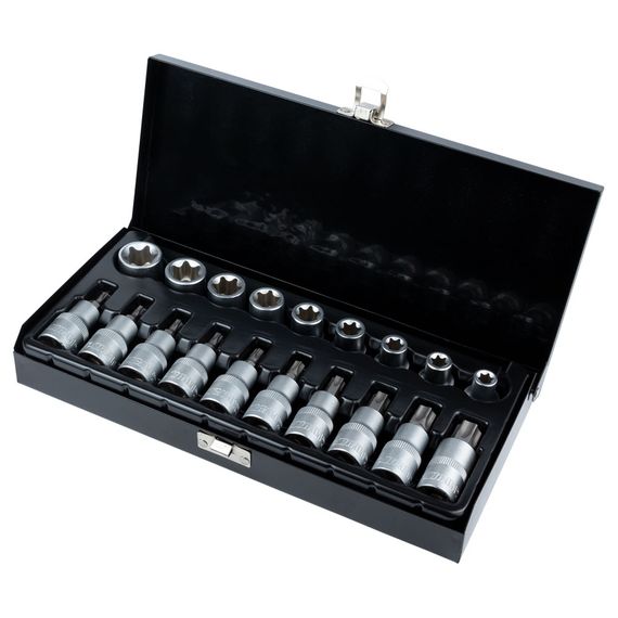 Набір насадок та біт Sigma з насадками Torx 1/2" 19 шт CrV (метал. кейс) (6086661)