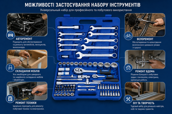 Набор инструментов 82 предмета / Набор ручного инструмента профессиональный 82 шт | Зображення 3